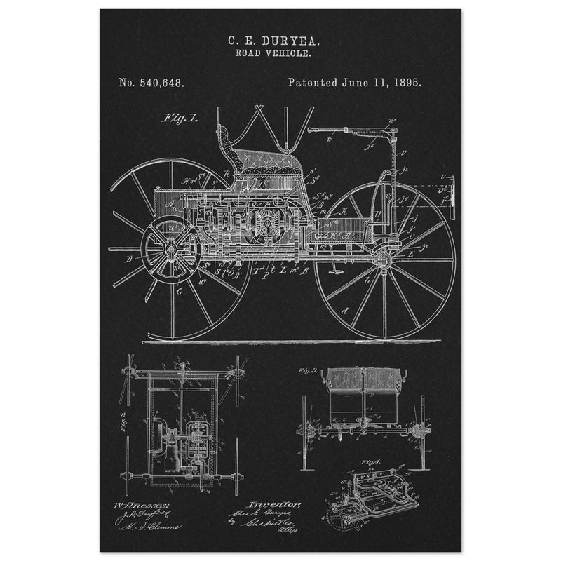 Road vehicle patent 540648 1895 by Charles Edgar Duryea. Automobile car history