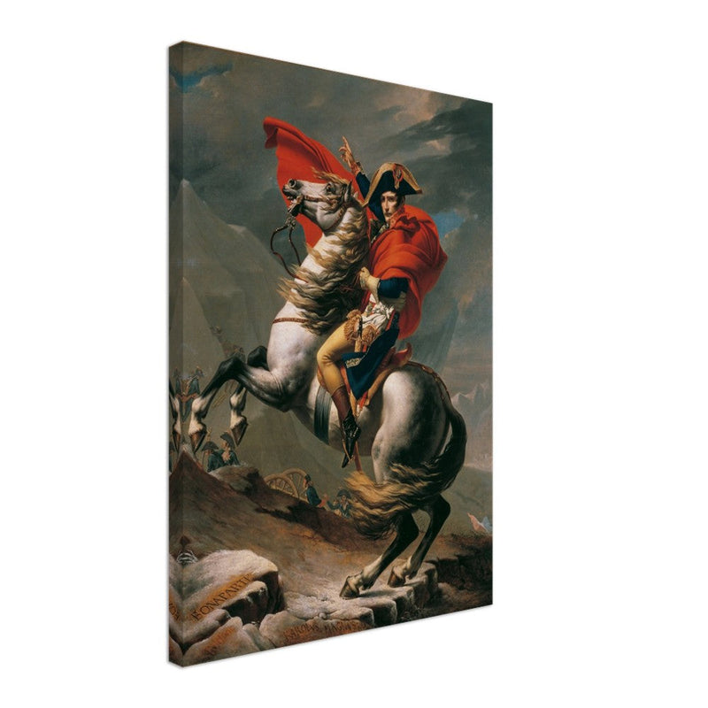 Napoleon at the Great St. Bernard painting by Jacques Louis David 1801.