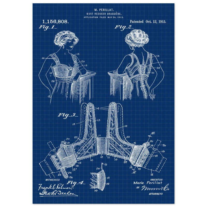 Bust reducer brassiere vintage patent by M Perillat