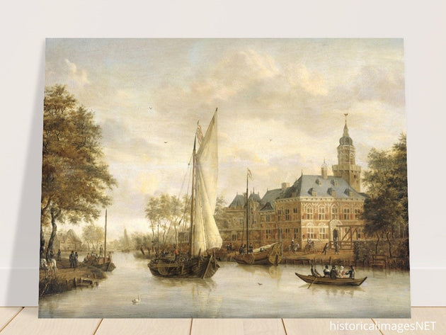 Jacobus Storck Nijenrode Castle on the Vecht near Breukelen. Antique old marine painting.  artwork