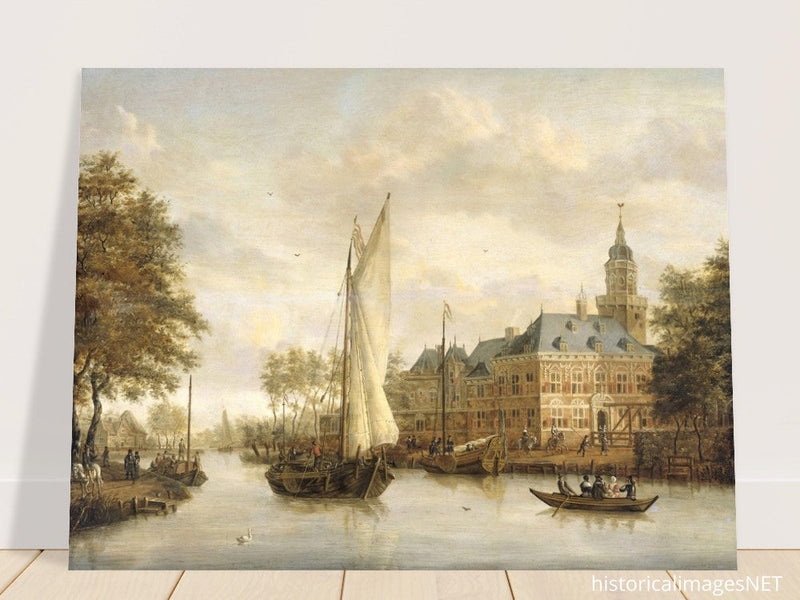 Jacobus Storck Nijenrode Castle on the Vecht near Breukelen. Antique old marine painting.  artwork
