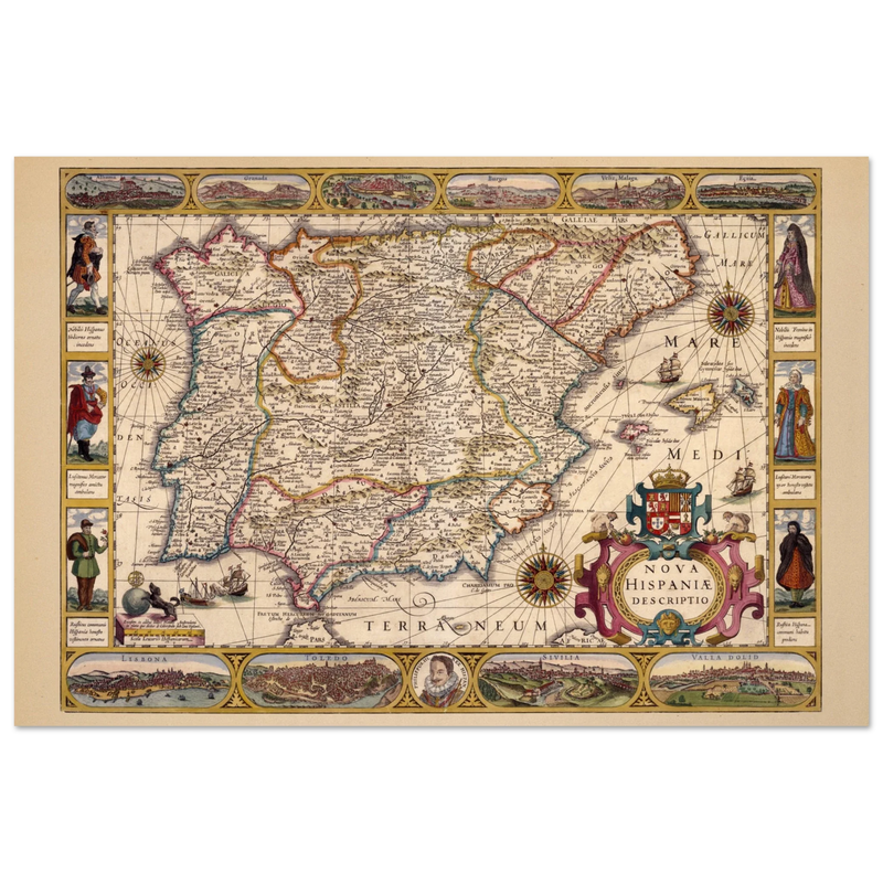 Nova Hispaniae ancient map reproduction of 1610 by Jodocus Hondius based on Gerhard Mercator