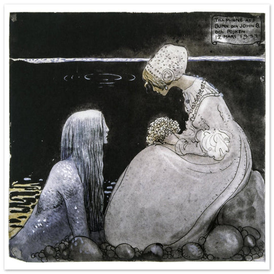 John Bauer illustration for the fairy tale Agneta and the Sea King by Helena Nyblom.
