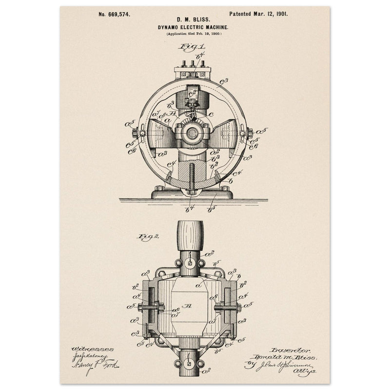 Dynamo electric machine patent by D M Bliss.