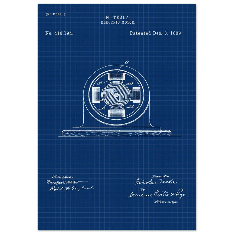 Electric Motor  patent 416194 by Nikola Tesla.