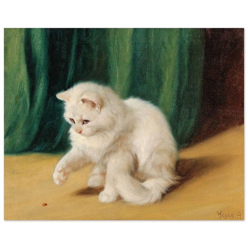Cat with Ladybird old painting by Arthur Heyer.