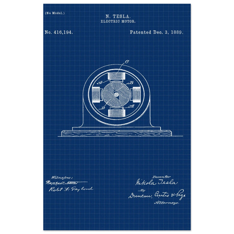Electric Motor  patent 416194 by Nikola Tesla.