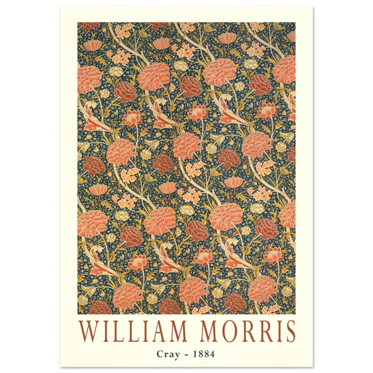 William Morris Cray 1884. Vintage printed cotton  art print.
