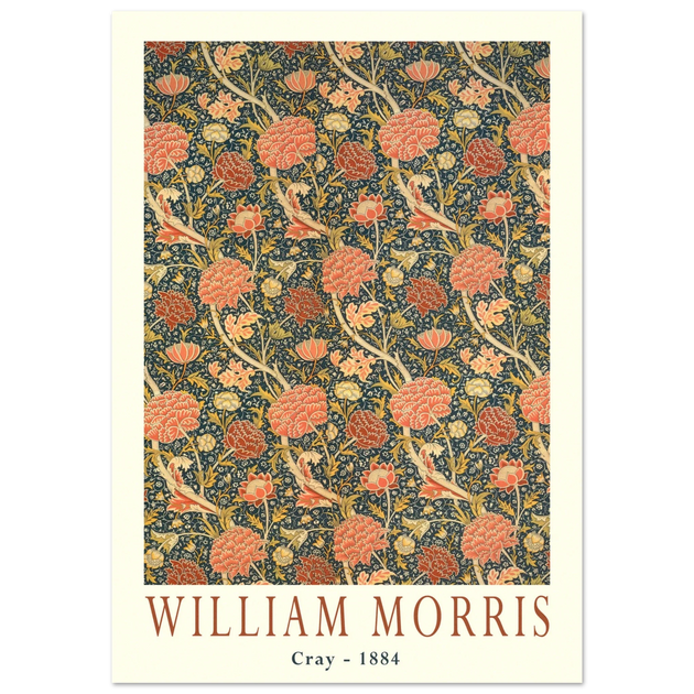 William Morris Cray 1884. Vintage printed cotton  art print.