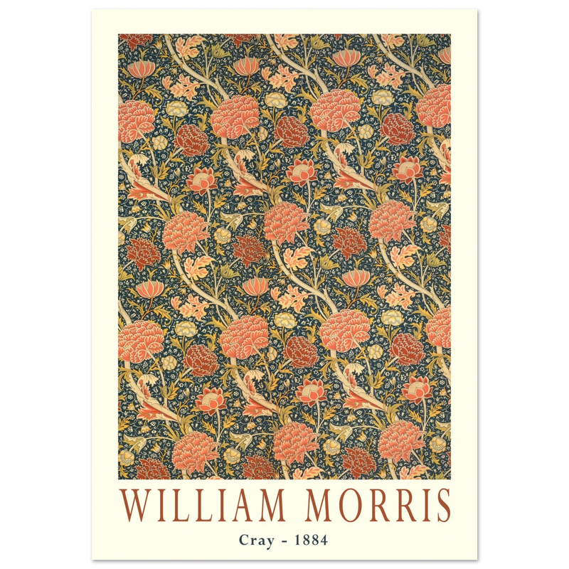 William Morris Cray 1884. Vintage printed cotton  art print.