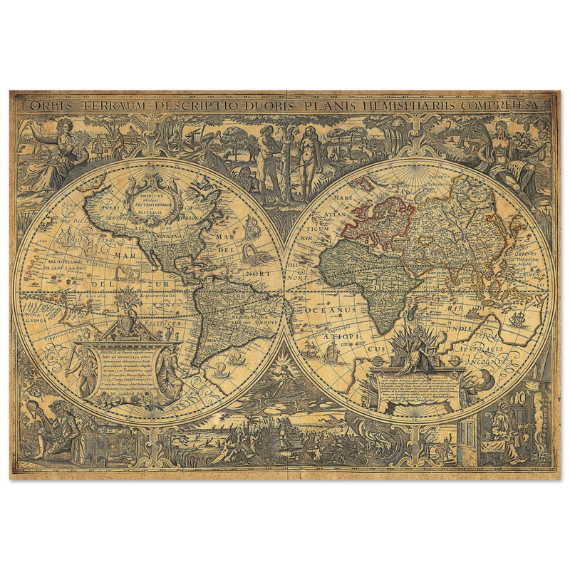 Orbis terrarum typus de integro multis in locis emendatus by cartographer Petrus Plancius World map