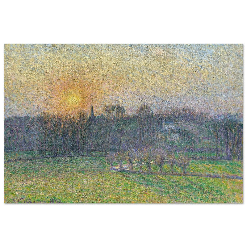 View of Bazincourt Sunset by Camille Pissarro