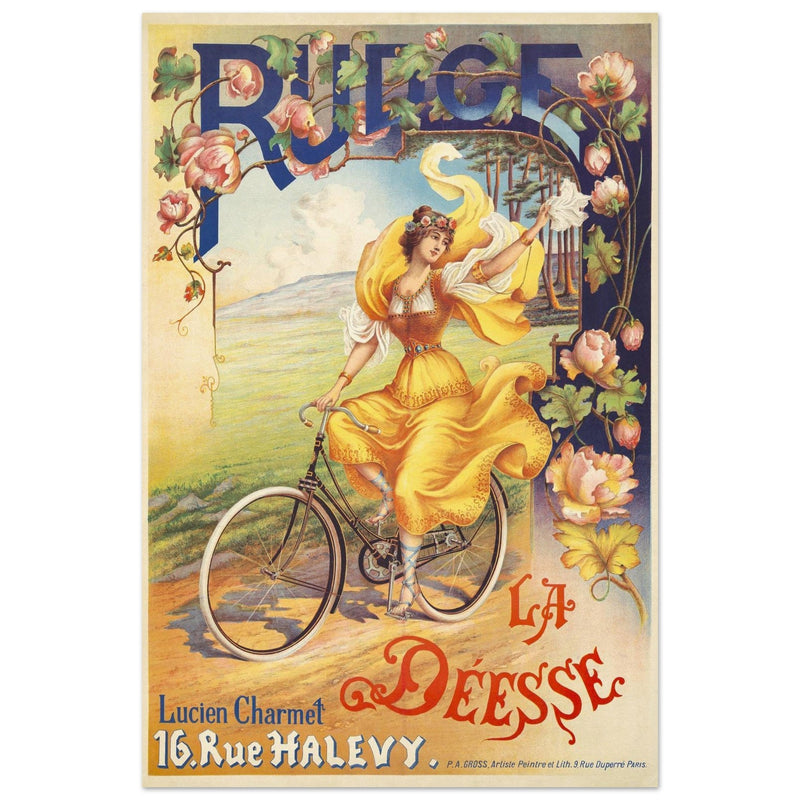 Rudge cycles vintage french advertising print  1900 by Peter Alfred Gross.