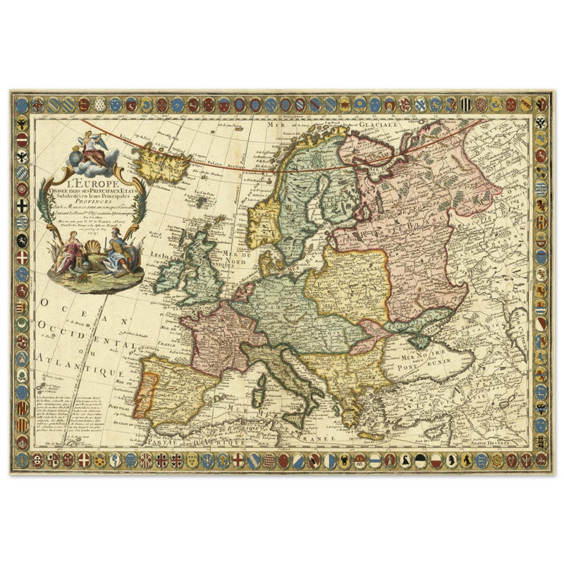 Ancient Europe map of the XVIII century by Guillaumet Danet