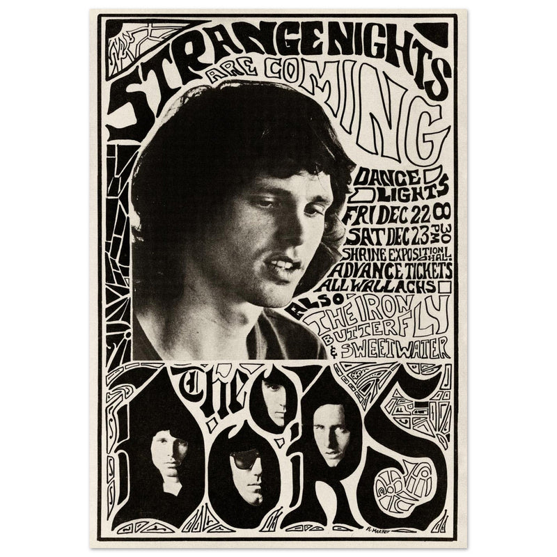 The Doors vintage concert poster. Performance in Los Angeles at the Shrine Exposition Hall 1967.