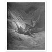 Gustave Dore Paradise Lost engraving . Satan wounded in battle experiences pain for the first time.