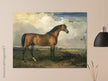 Old painting of a brown horse. Eagle, a Celebrated Stallion by James Ward 1809.