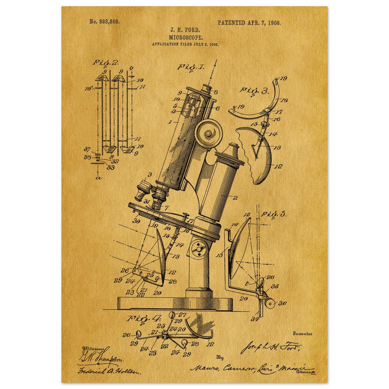 vintage microscope patent by J H Ford.