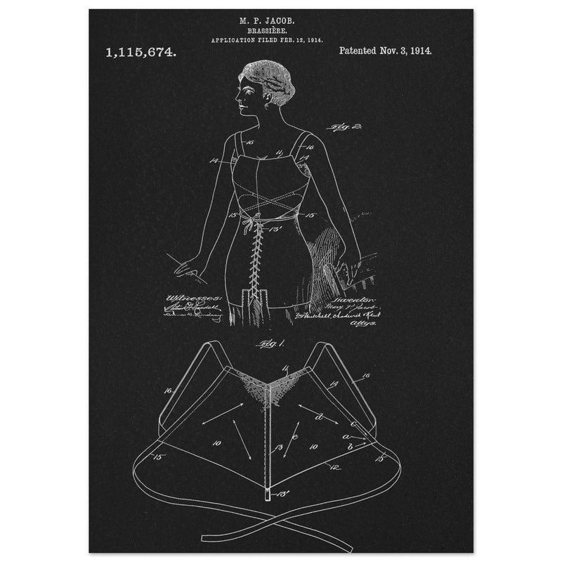Brassiere patent drawing by M P Jacob.