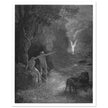 Gustave Dore Paradise Lost engraving . Adam and Eve and Archangel Raphael in eden.