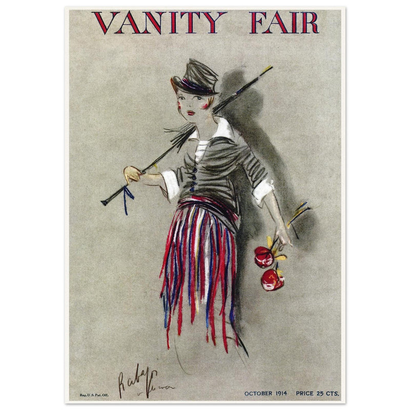 Vanity Fair cover magazine vintage illustration October 1914 by Rabajoi: A refugee from Paris.