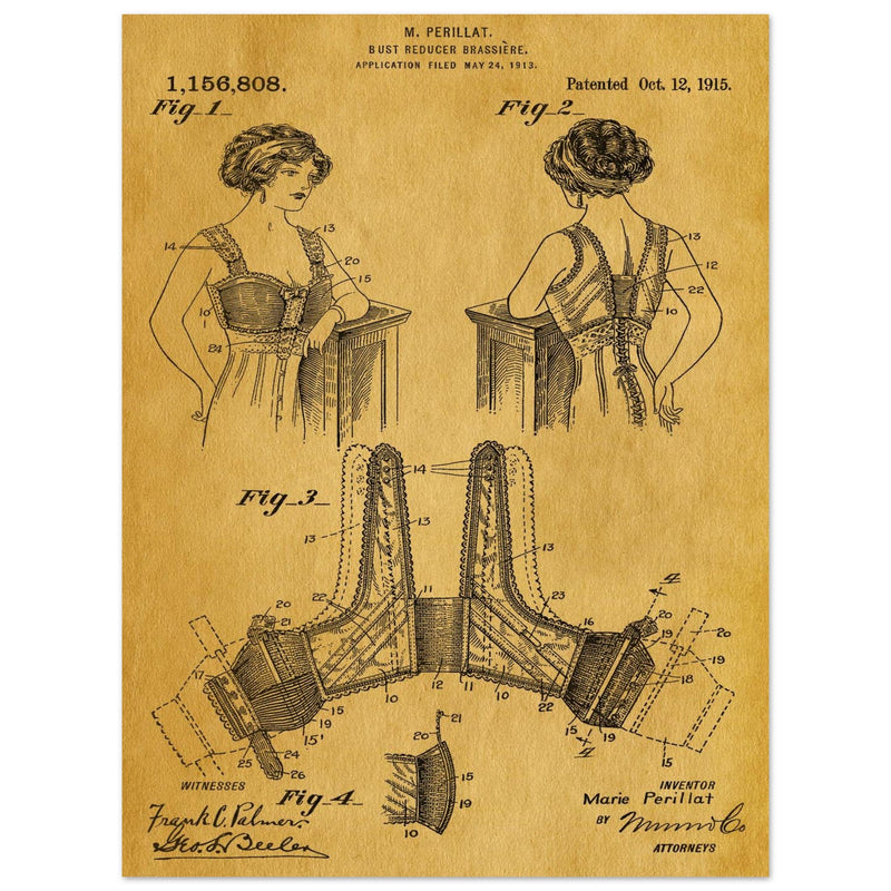 Bust reducer brassiere vintage patent by M Perillat