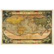 Ancient map reproduction print of a world map of 1579 Typus Orbis Terrarum by Abraham Ortelius.