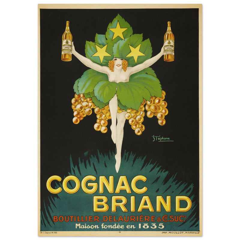 Cognac Briand vintage advertising poster  created in 1925 by M. Stephane.
