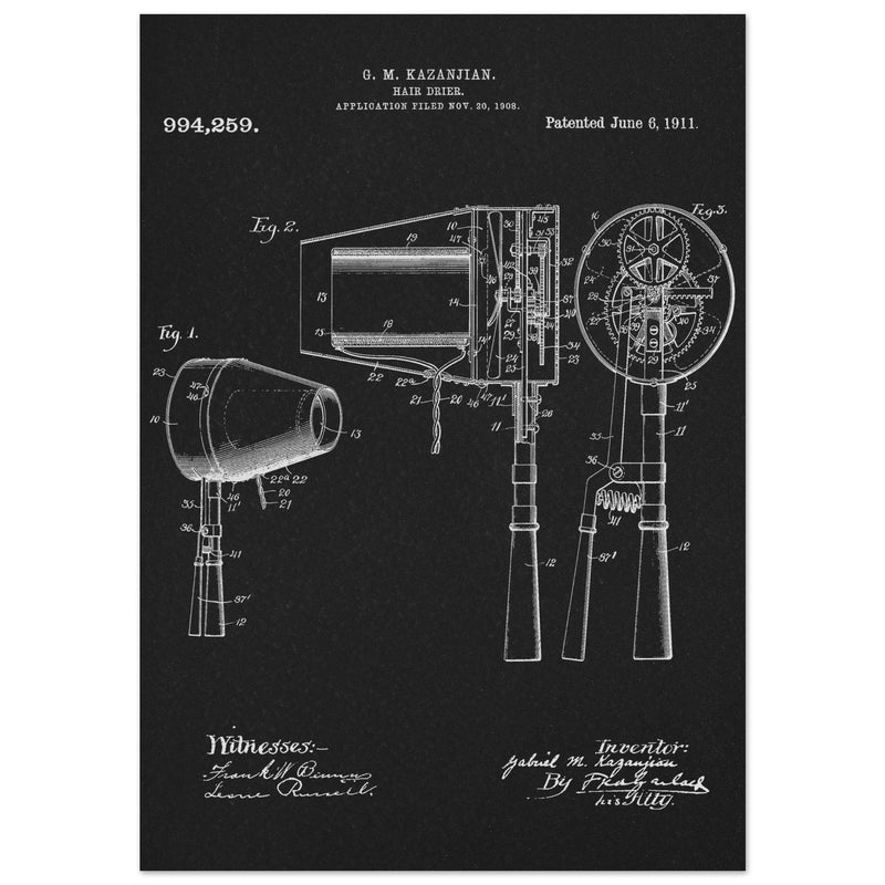 Hair Drier patent drawing by G M Kazanjian