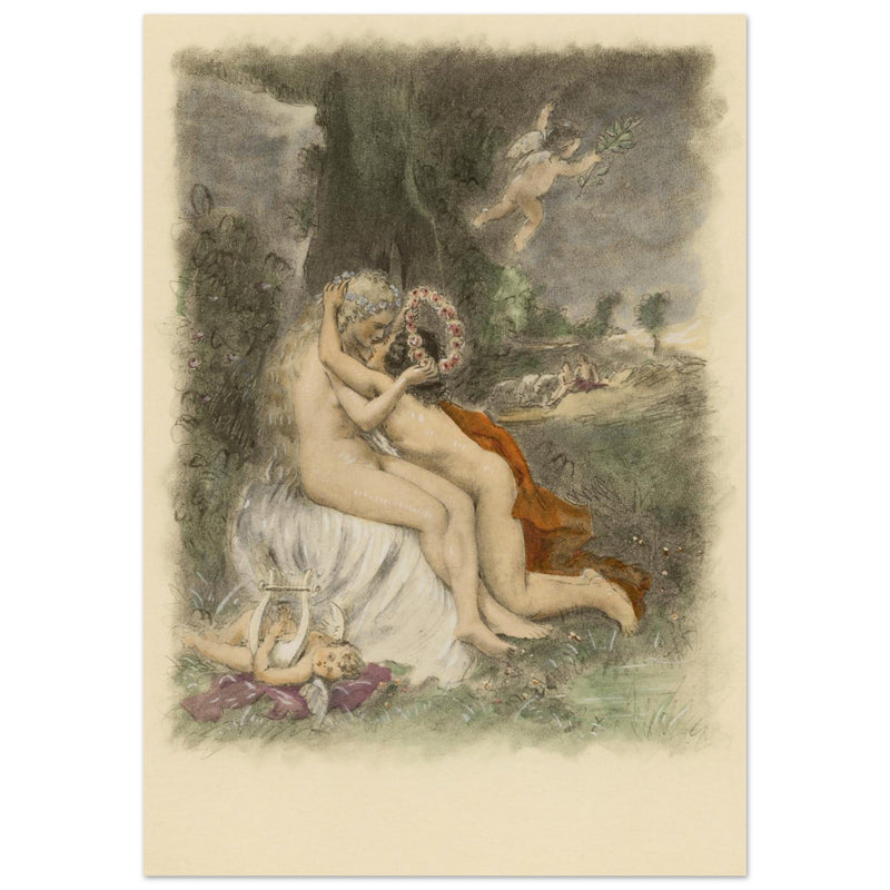 Paul Emile Becat erotic illustration Les Baiseres XX ( The Kisses ) The crown of flowers