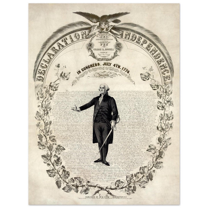Declaration of Independence of America. George washington manuscript illustration.