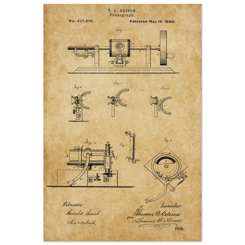 The Phonograph patentby Thomas Alva Edison. Patent 227679