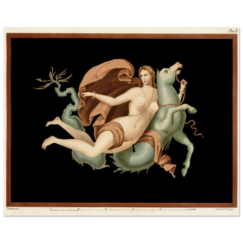 A Nereid sea nymph riding on a sea monster  hippocampus by Victor Steeger