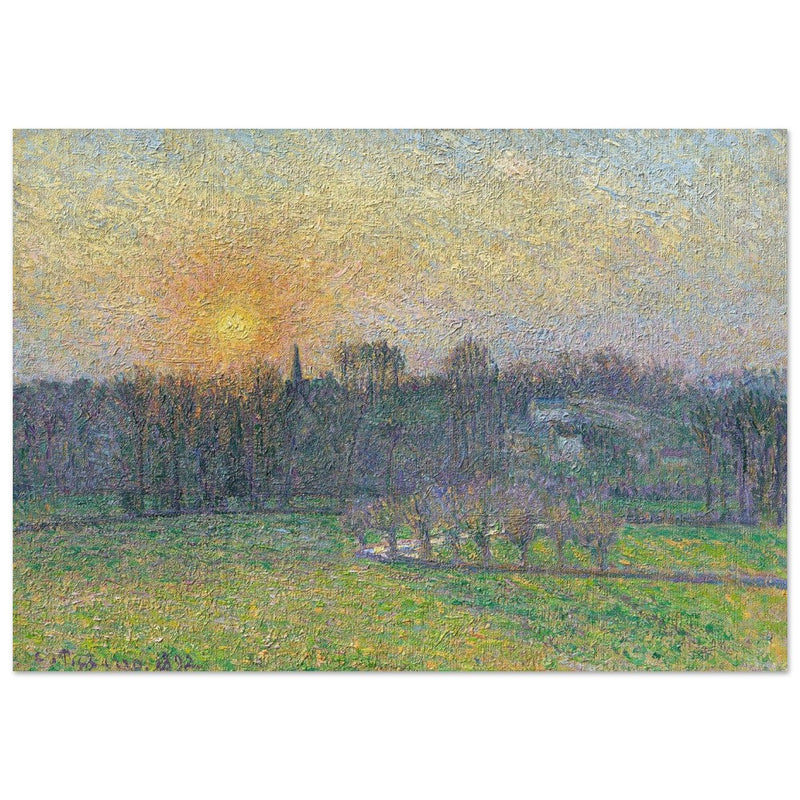 View of Bazincourt Sunset by Camille Pissarro