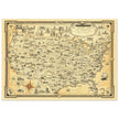 United States of America vintage map by Ernest Dudley Chase celebrating landmarks and national symbols of identity.