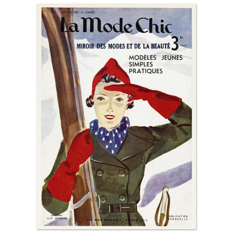 La Mode Chic old vintage fashion magazine cover from the 30s. January 1936.