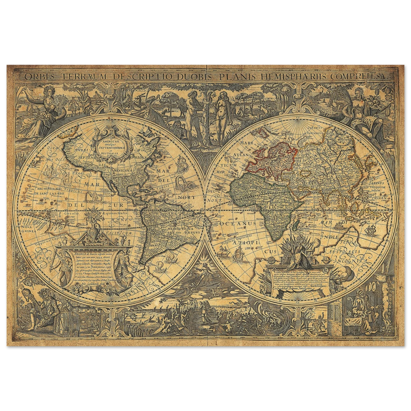 Orbis terrarum typus de integro multis in locis emendatus by cartographer Petrus Plancius World map