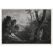 John Martin mezzotint engraving . Satan Contemplating Adam and Eve in Paradise. Paradise Lost by Milton.