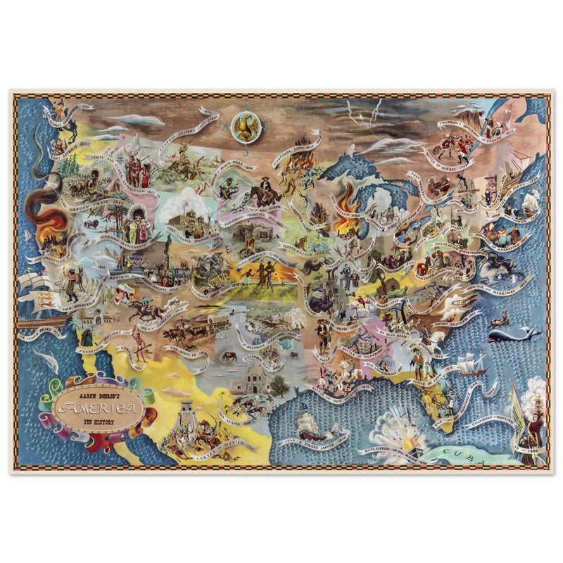 United States historic map of historical events by Aaron Bohrod