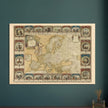 Ancient antique map of Europe. The map is devided in empires and realms.  poster.