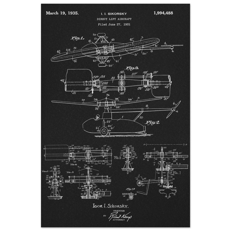 Direct Lift Aircraft patent by Sikorsky. Helicopter ancestor