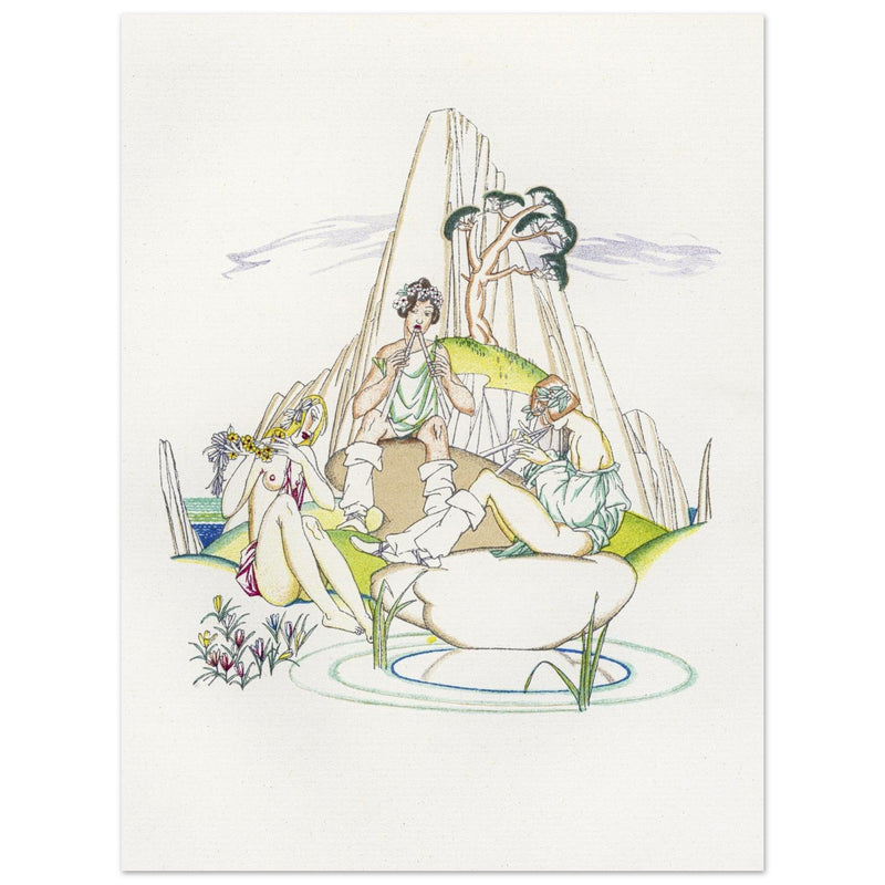 Island of Lesbos Greece. Daphnis and Chloe illustration by John Austen.