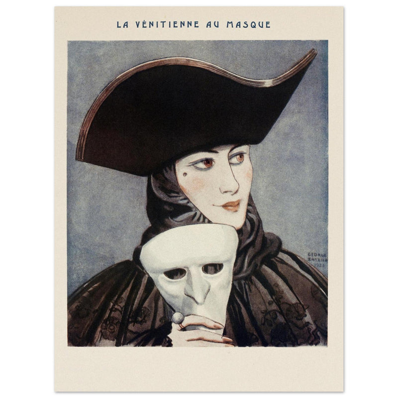 La Venitienne au Masque illustration published in Fantasio vintage magazine by George Barbier.