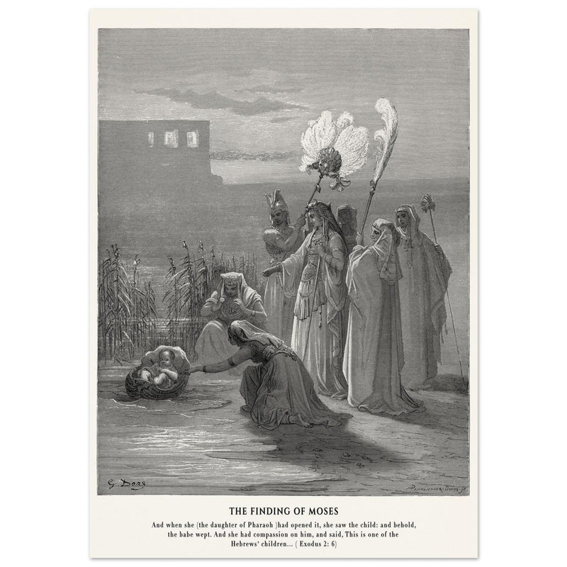 Gustave Dore The Bible engraving print . The finding of Moses illustration .