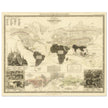 Carnivore animals distribution vintage map . World map print by Alexander Keith Johnston