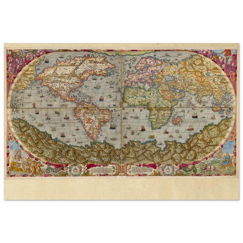 Ancient world map poster reproduction by Andrea Bertelli 1593