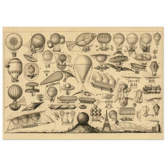 Historic balloons, airships, and other flying machines.