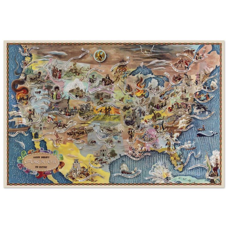 United States historic map of historical events by Aaron Bohrod