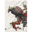 Eagle on pine branch in rain, by Isoda Koryusai
