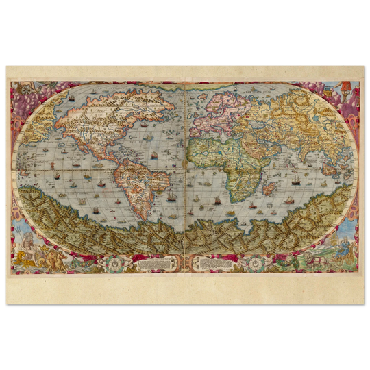 Ancient world map poster reproduction by Andrea Bertelli 1593